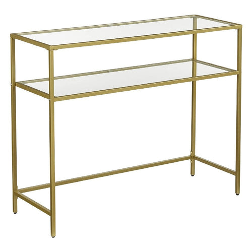 Kin Console Table | 39" | Glass Shelves | Metal Frame | Gold