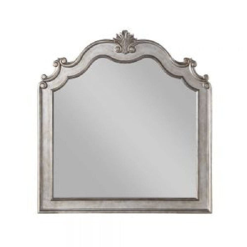 Wood Mirror | 43" | Scalloped Crown Top | Silver