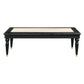Mavi 61 Inch Rectangular Coffee Table Marble Top Beaded Apron Black By Casagear Home BM275498
