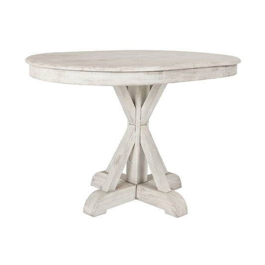 Dal 47 Inch Reclaimed Pine Wood Dining Table, Crossed Pedestal Base, White By Casagear Home
