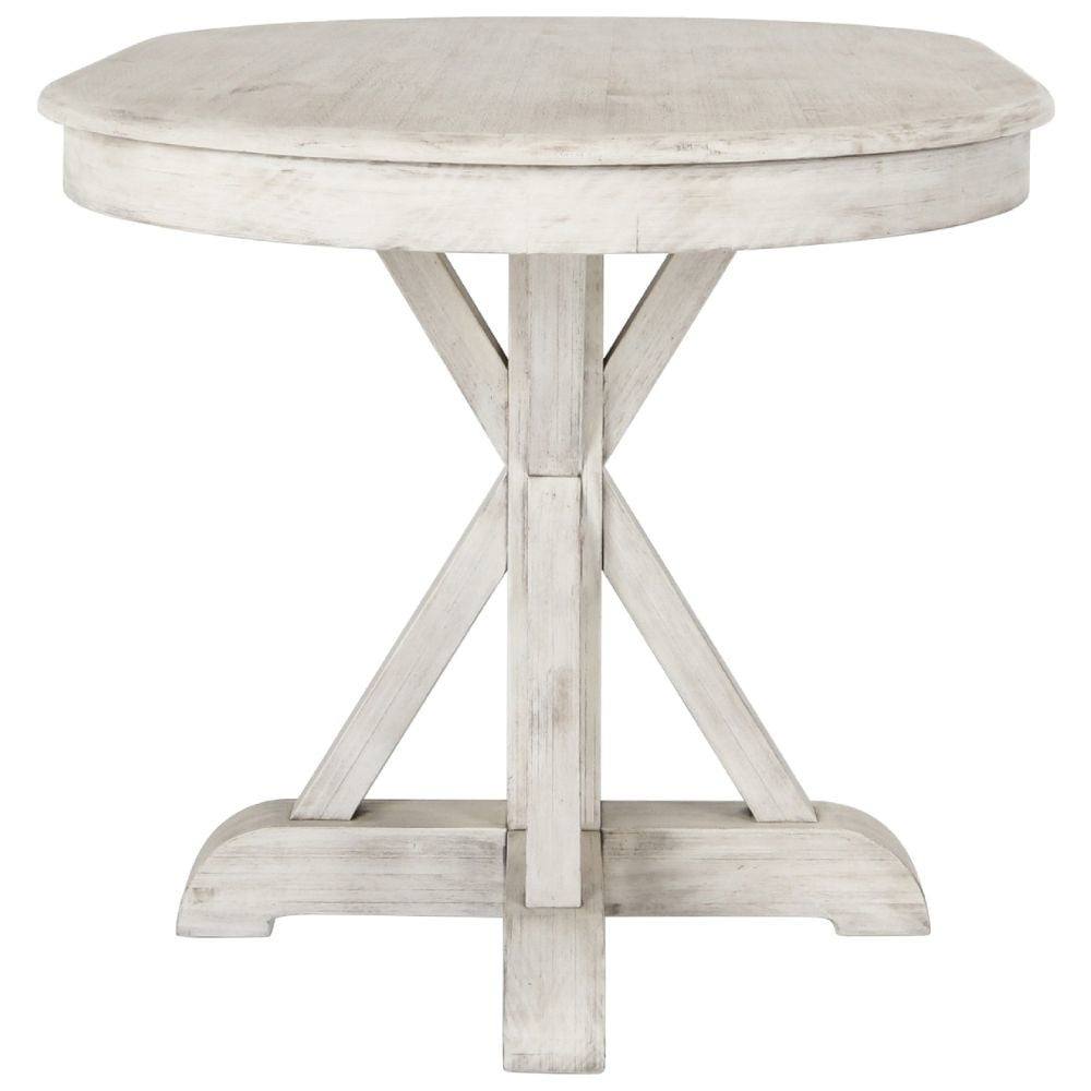 Dal 47 Inch Reclaimed Pine Wood Dining Table Crossed Pedestal Base White By Casagear Home BM275603