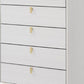 Cos 50 Inch Wood Tall Dresser Chest 5 Drawers Metal Handles White Gold By Casagear Home BM275716