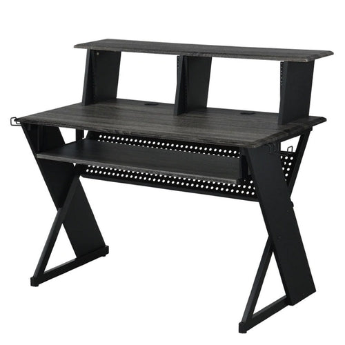 Tin Music Desk | 47" | Keyboard Tray | Shelves | Gray