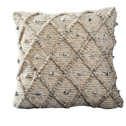 Throw Pillow Cover | 18" | Beaded Diamond | Beige