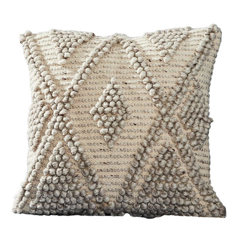 Throw Pillow Cover | 18" | Beaded Diamond Pattern | Beige