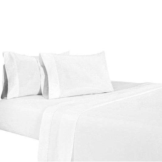 Matt 4 Piece California King Bed Sheet Set, Soft Organic Cotton, White By Casagear Home