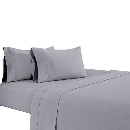 Matt 4 Piece California King Bed Sheet Set, Soft Organic Cotton, Light Gray By Casagear Home