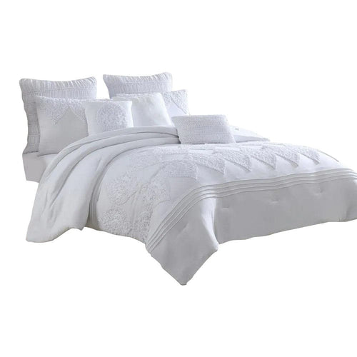 Tyler Comforter Set | 8 Piece King | Ogee Design | The Urban Port | White