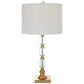 29 Inch Metal Table Lamp Stacked Crystals Antique Brass White By Casagear Home BM277033
