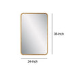 38 Inch Wood Wall Mirror Metal Frame Rounded Corners Gold By Casagear Home BM277040