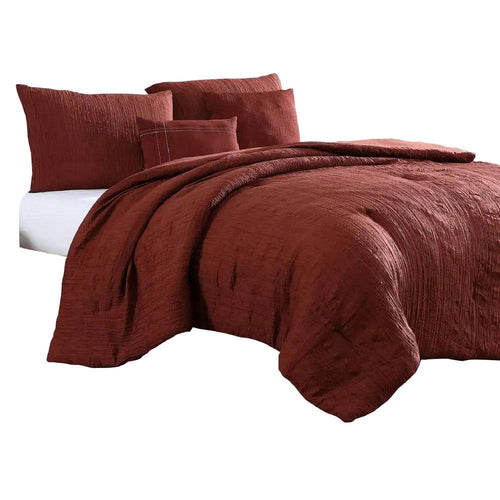 Alice Comforter Set | 5 Piece Queen | Textured Microfiber | Red | Urban Port
