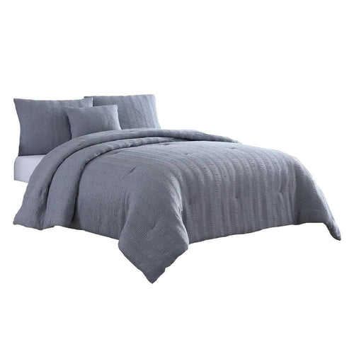 Alice Comforter Set | 4 Piece Queen | Textured Microfiber | Gray | Urban Port