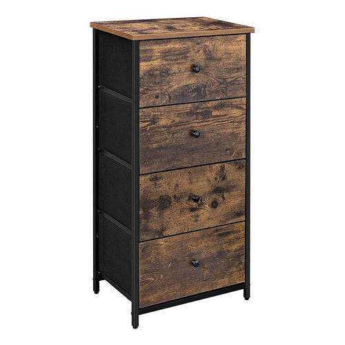 Doe Tall Dresser Chest | 36" | 4 Drawer | Wood & Metal | Rustic Brown & Black
