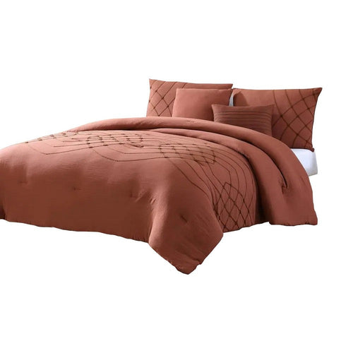 Alice Queen Comforter Set | 5 Piece | Microfiber | Stitched | Red