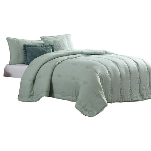 Alice Queen Comforter Set | 5 Piece | Microfiber | Sea Green