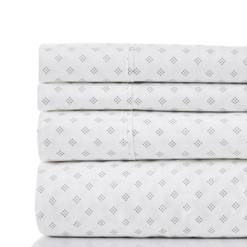 Matt Bed Sheet Set | 4 Piece | Cal King | Organic Cotton | White, Gray