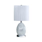 20 Inch Glass Table Lamp, 9W LED, 3 Way Switch, Egg Shape, Silver By Casagear Home