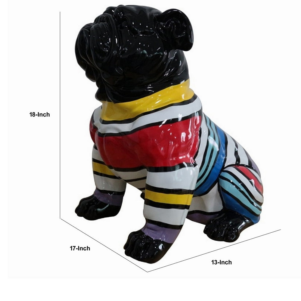 Cid 18 Inch Resin Pug Sculpture Decor Multicolor Abstract Pattern By Casagear Home BM279266