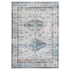 Nyx 10 x 8 Large Soft Fabric Floor Area Rug, Vintage Blue Border Design By Casagear Home