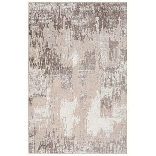 Wyn 7 x 5 Medium Soft Fabric Floor Area Rug, Washable, Abstract Pattern, Gray, Beige By Casagear Home