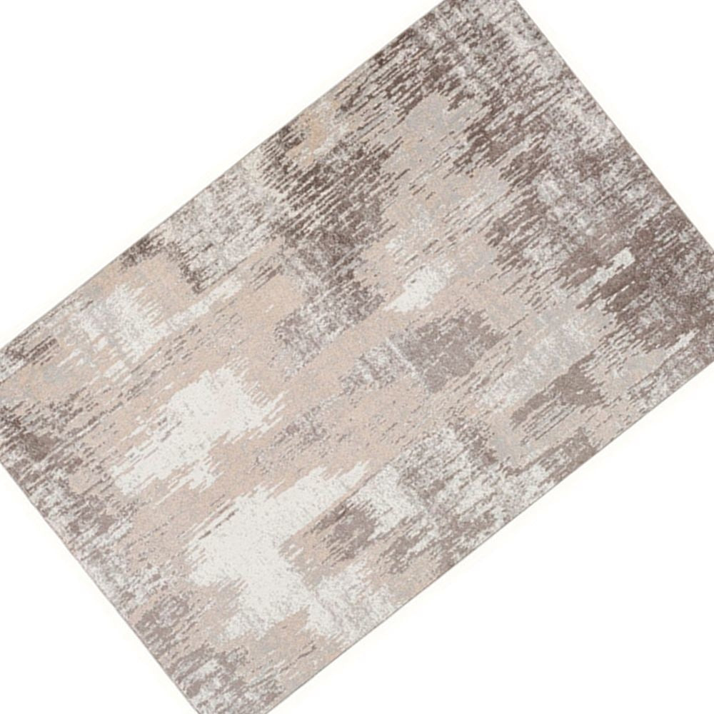 Wyn 7 x 5 Medium Soft Fabric Floor Area Rug Washable Abstract Pattern Gray Beige By Casagear Home BM279717