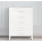 49 Inch Modern Tall Dresser Chest, 5 Drawers, Bar Handles, Wood, White By Casagear Home