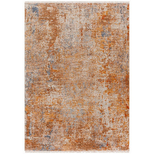 8 x 10 Modern Area Rug, Abstract Design, Soft Fabric, Orange, Brown, Blue By Casagear Home