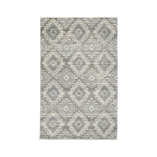 Ari 5 x 7 Modern Area Rug, Diamond Pattern, Soft Fabric, Cream, Gray By Casagear Home