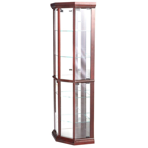 China Curio Cabinet | 71" | Corner | 4 Doors | Cherry Brown