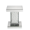 Pali 20 Inch Square Pedestal End Table Mirrored Faux Crystal Inlay Silver By Casagear Home BM280269