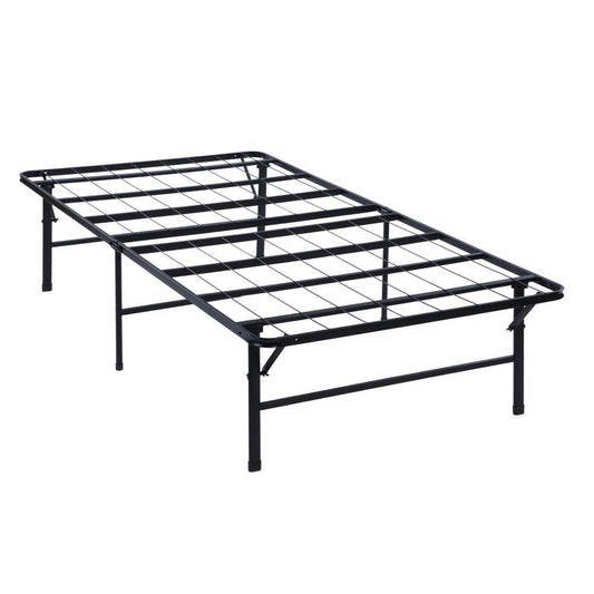 Adel Full Size Low Profile Bed, Foldable Metal Frame, Black By Casagear Home