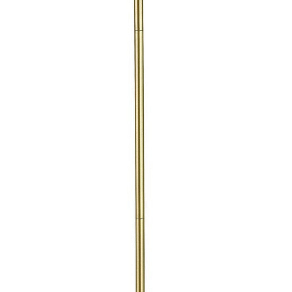 60 Inch Modern Floor Lamp Dome Shade Round Metal Base Brass By Casagear Home BM280500