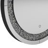 Theo 32 Inch Modern Vanity Wall Mirror Round Crystal Frame Glass Silver By Casagear Home BM282037