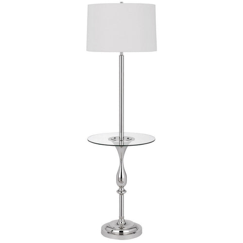 Ava Floor Lamp | 61" | Glass Tray Table | USB Port | Chrome