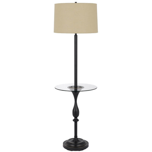 Ava Floor Lamp | 61" | Glass Tray Table | USB Port | Dark Bronze