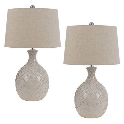 Table Lamp Set | 27" | Ceramic Base | Hardback Shade | Ivory
