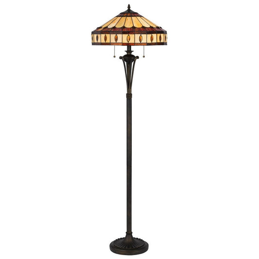Xia 61 Inch Tiffany Style Vintage Floor Lamp, Glass Shade, Antique Bronze By Casagear Home
