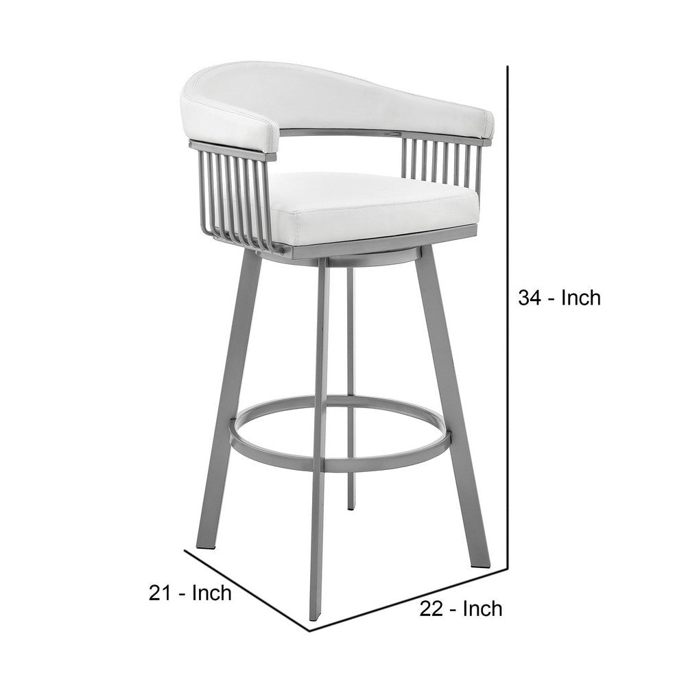 Oliver 25 Inch Modern Counter Stool Chair Vegan Leather Swivel White By Casagear Home BM282634