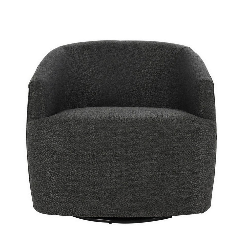 29 Inch Classic Swivel Chair Curved Back Sloped Arms Gray Upholstery By Casagear Home BM282982