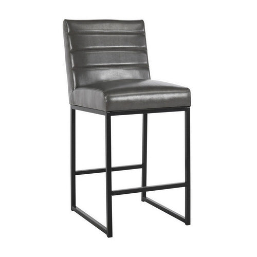 Vinn Modern Counter Stool | 26" | Channel Tufted | Gray Vegan Faux Leather