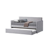Modern Twin Daybed with Trundle, Nailhead Trim Backing, Soft Gray Velvet By Casagear Home