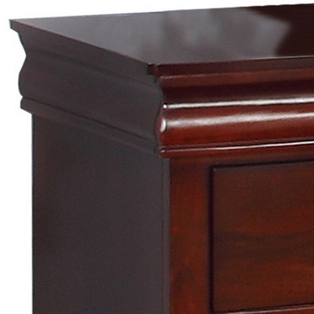Liam 23 Inch 2 Drawer Wood Nightstand Antique Drop Handles Cherry Brown By Casagear Home BM283192