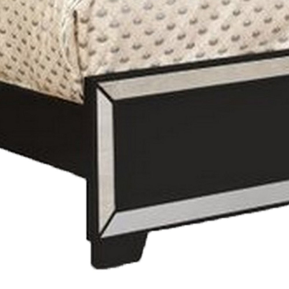 Eli Crystal Tufted Queen Bed LED Mirrored Inlays Wood Velvet Black By Casagear Home BM283202