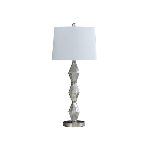 Ruth Accent Table Lamp | 30" | Glass Diamond Pedestal Base | White Silver