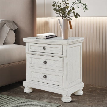 Julia Casual Nightstand | 30" | Wood | 2 Drawers | Pull Out Tray | White