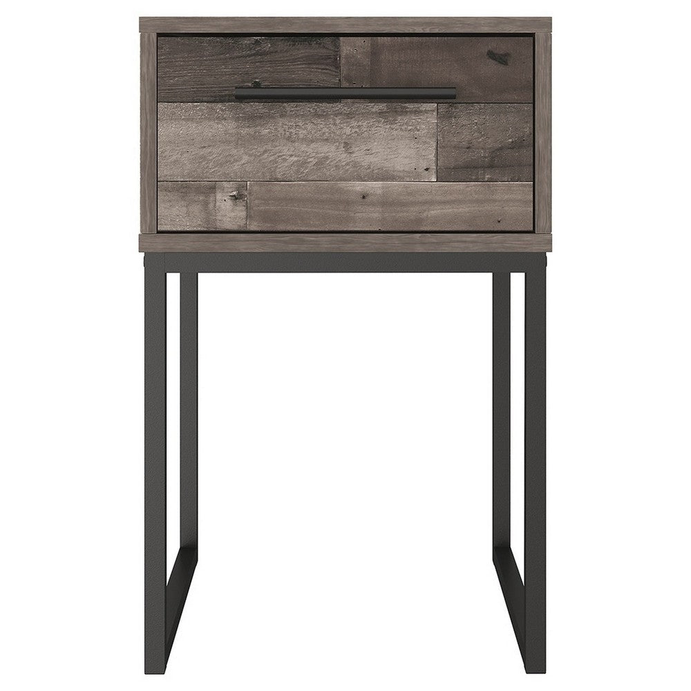 Grace 20 Inch Modern Nightstand Metal Base and Handle Open Shelf Gray By Casagear Home BM283322