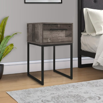 Grace Modern Nightstand | 20" | Metal Base & Handle | Open Shelf | Gray
