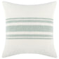 22 Inch Square Linen Accent Throw Pillow, Stripe Design, Eucalyptus, White By Casagear Home