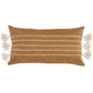 Karen 14 x 26 Lumbar Throw Pillow, Tassels, Light Brown with White Stripes By Casagear Home