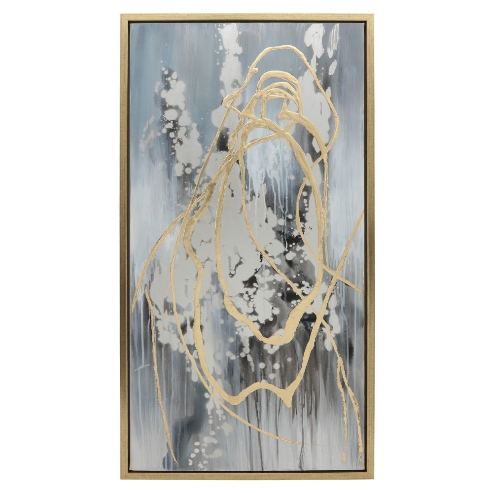 22 x 42 Canvas Wall Art Abstract Luxury Paint Design Set of 3 Gold Gray By Casagear Home BM283743
